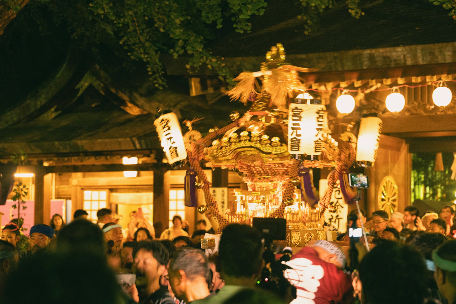 Illuminated floats at the Aomori Nebuta Festival